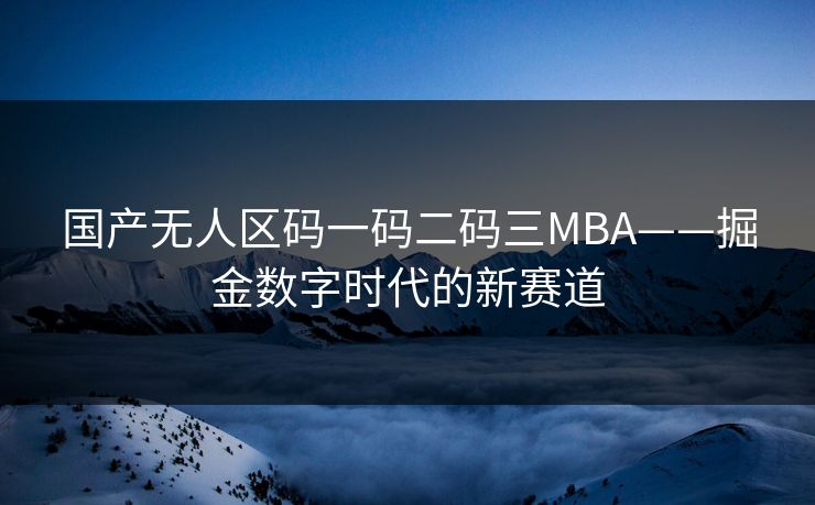 国产无人区码一码二码三MBA——掘金数字时代的新赛道