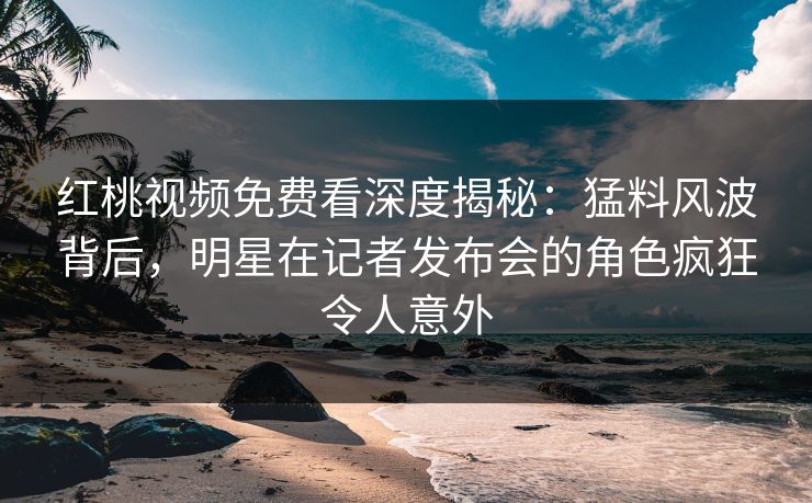 红桃视频免费看深度揭秘：猛料风波背后，明星在记者发布会的角色疯狂令人意外
