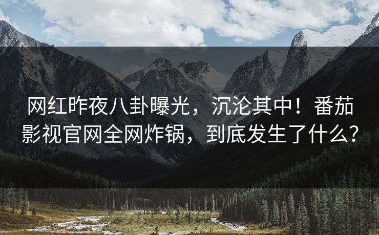 网红昨夜八卦曝光，沉沦其中！番茄影视官网全网炸锅，到底发生了什么？